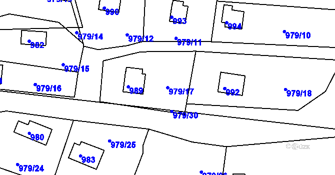 Parcela st. 979/17 v KÚ Holubov, Katastrální mapa