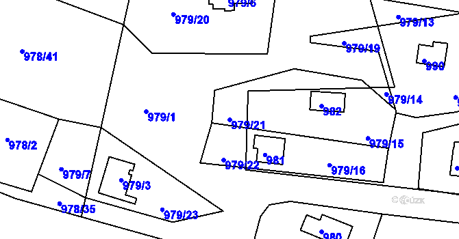 Parcela st. 979/21 v KÚ Holubov, Katastrální mapa