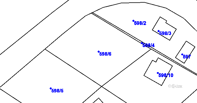 Parcela st. 598/6 v KÚ Holubov, Katastrální mapa