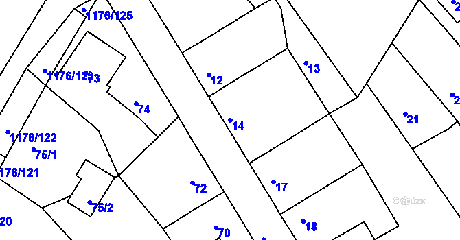 Parcela st. 14 v KÚ Holubov, Katastrální mapa