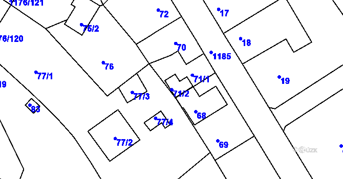 Parcela st. 71/2 v KÚ Holubov, Katastrální mapa