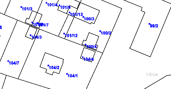 Parcela st. 100/4 v KÚ Holubov, Katastrální mapa