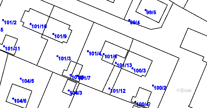 Parcela st. 101/6 v KÚ Holubov, Katastrální mapa