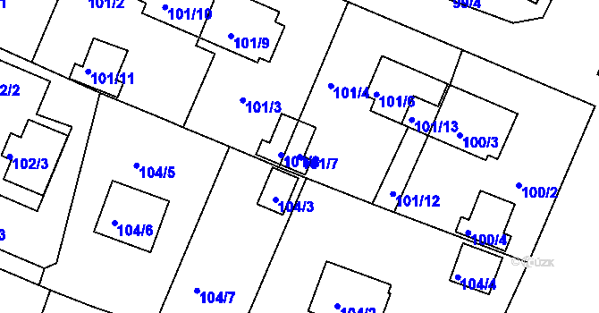 Parcela st. 101/7 v KÚ Holubov, Katastrální mapa