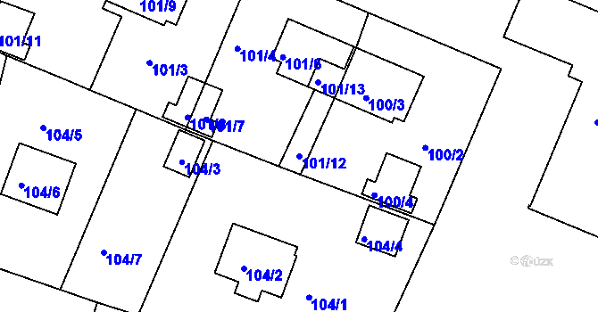Parcela st. 101/12 v KÚ Holubov, Katastrální mapa