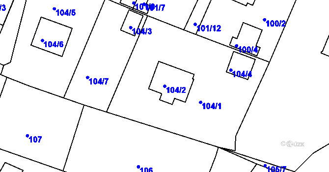 Parcela st. 104/2 v KÚ Holubov, Katastrální mapa