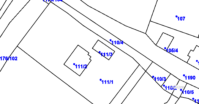 Parcela st. 111/3 v KÚ Holubov, Katastrální mapa