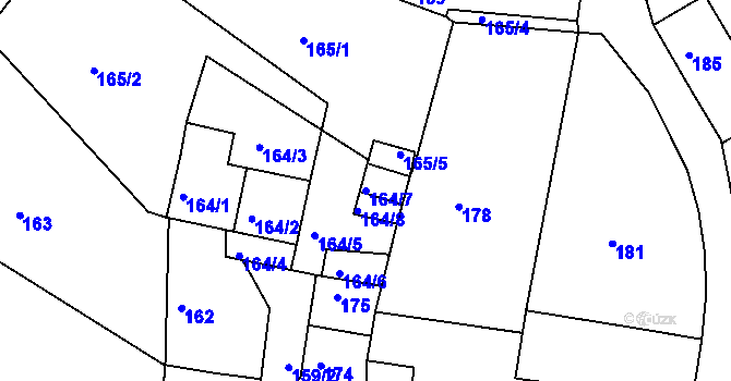 Parcela st. 164/7 v KÚ Holubov, Katastrální mapa