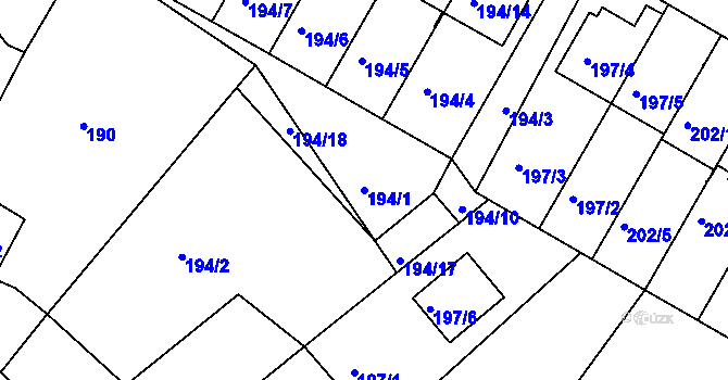 Parcela st. 194/1 v KÚ Holubov, Katastrální mapa