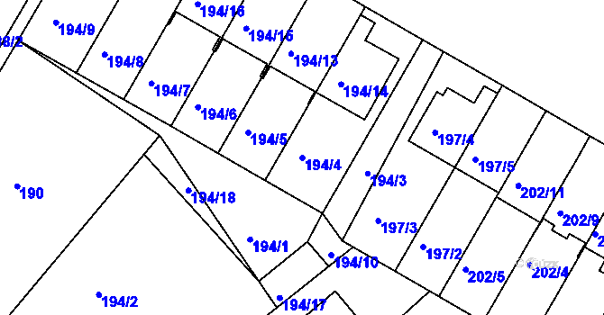 Parcela st. 194/4 v KÚ Holubov, Katastrální mapa