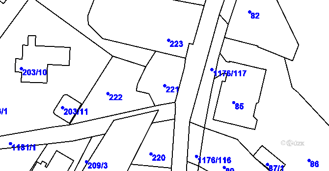 Parcela st. 221 v KÚ Holubov, Katastrální mapa