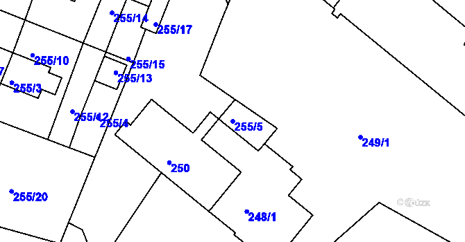 Parcela st. 255/5 v KÚ Holubov, Katastrální mapa