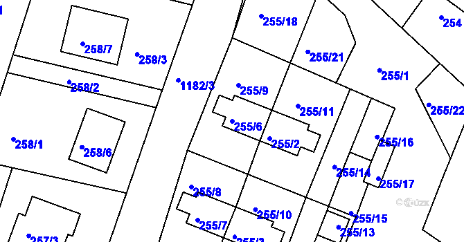 Parcela st. 255/6 v KÚ Holubov, Katastrální mapa