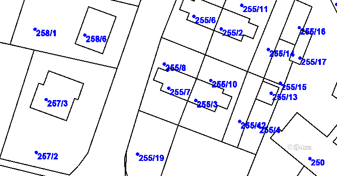 Parcela st. 255/7 v KÚ Holubov, Katastrální mapa