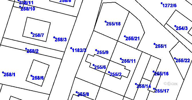 Parcela st. 255/9 v KÚ Holubov, Katastrální mapa