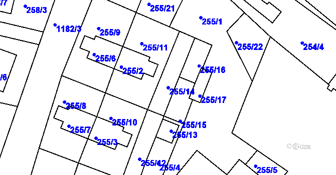 Parcela st. 255/14 v KÚ Holubov, Katastrální mapa
