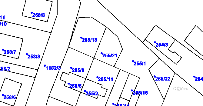 Parcela st. 255/21 v KÚ Holubov, Katastrální mapa
