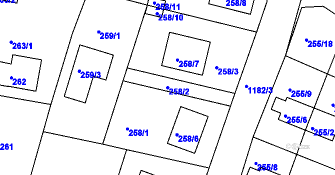 Parcela st. 258/2 v KÚ Holubov, Katastrální mapa