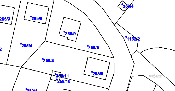 Parcela st. 258/5 v KÚ Holubov, Katastrální mapa