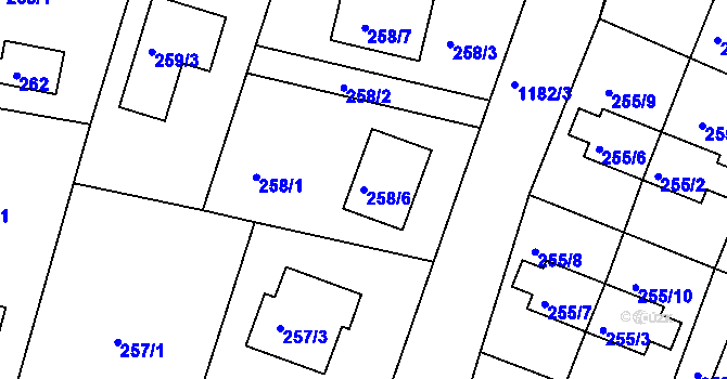 Parcela st. 258/6 v KÚ Holubov, Katastrální mapa