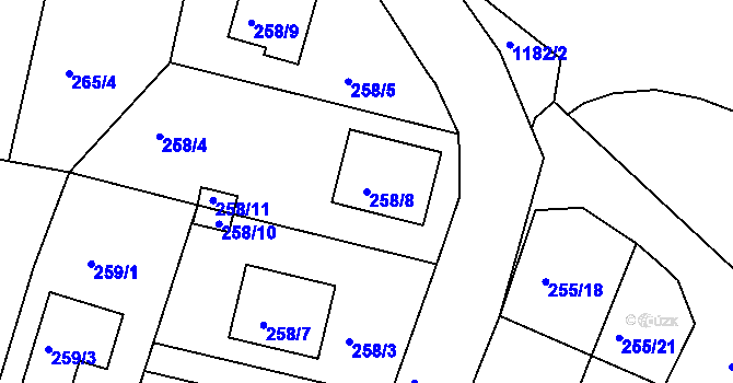 Parcela st. 258/8 v KÚ Holubov, Katastrální mapa