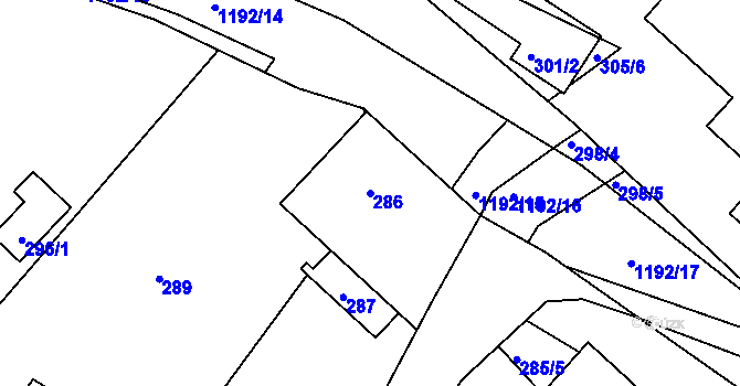 Parcela st. 286 v KÚ Holubov, Katastrální mapa