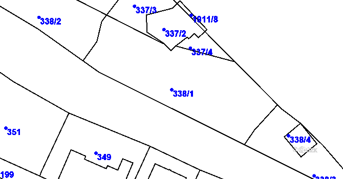Parcela st. 338/1 v KÚ Holubov, Katastrální mapa