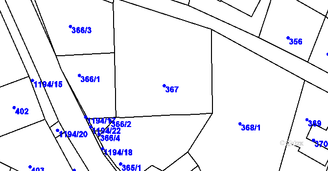 Parcela st. 367 v KÚ Holubov, Katastrální mapa