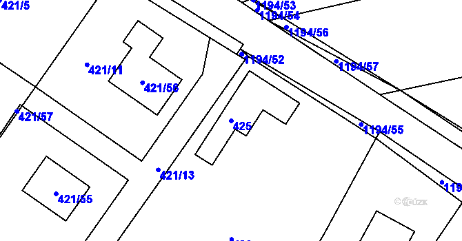 Parcela st. 425 v KÚ Holubov, Katastrální mapa