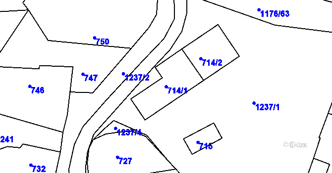 Parcela st. 714/1 v KÚ Holubov, Katastrální mapa