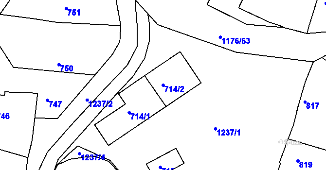 Parcela st. 714/2 v KÚ Holubov, Katastrální mapa