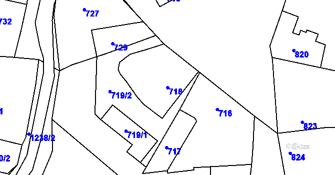 Parcela st. 718 v KÚ Holubov, Katastrální mapa