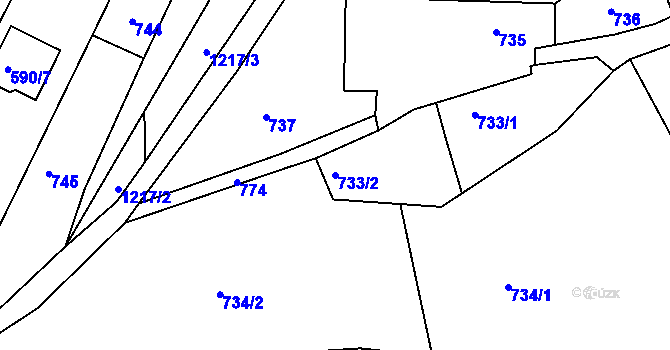 Parcela st. 733/2 v KÚ Holubov, Katastrální mapa
