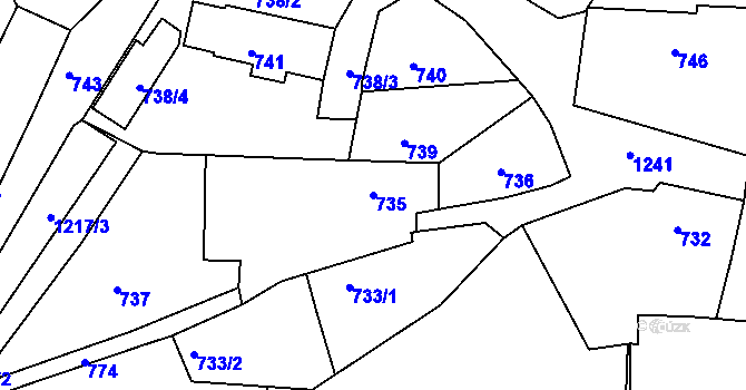 Parcela st. 735 v KÚ Holubov, Katastrální mapa