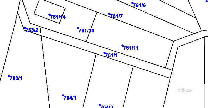 Parcela st. 761/1 v KÚ Holubov, Katastrální mapa