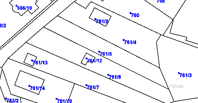 Parcela st. 761/5 v KÚ Holubov, Katastrální mapa