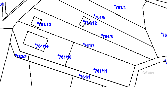 Parcela st. 761/7 v KÚ Holubov, Katastrální mapa