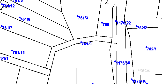 Parcela st. 761/9 v KÚ Holubov, Katastrální mapa