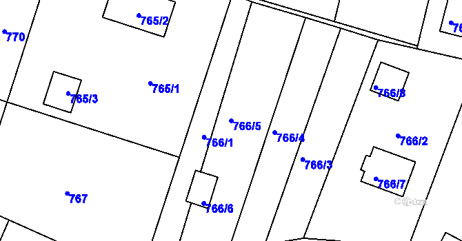 Parcela st. 766/5 v KÚ Holubov, Katastrální mapa