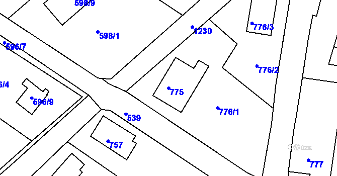 Parcela st. 775 v KÚ Holubov, Katastrální mapa
