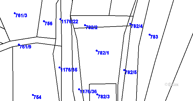Parcela st. 782/1 v KÚ Holubov, Katastrální mapa