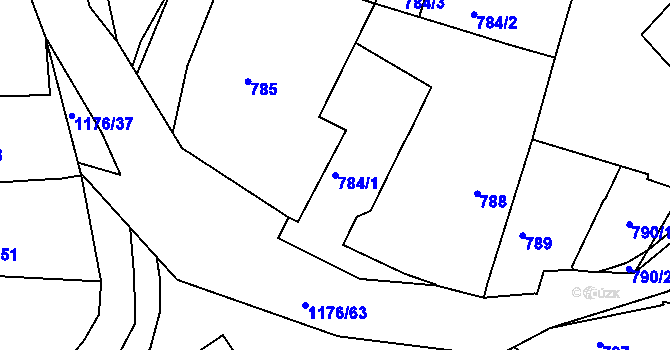 Parcela st. 784/1 v KÚ Holubov, Katastrální mapa