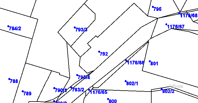 Parcela st. 792 v KÚ Holubov, Katastrální mapa