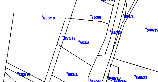 Parcela st. 853/5 v KÚ Holubov, Katastrální mapa