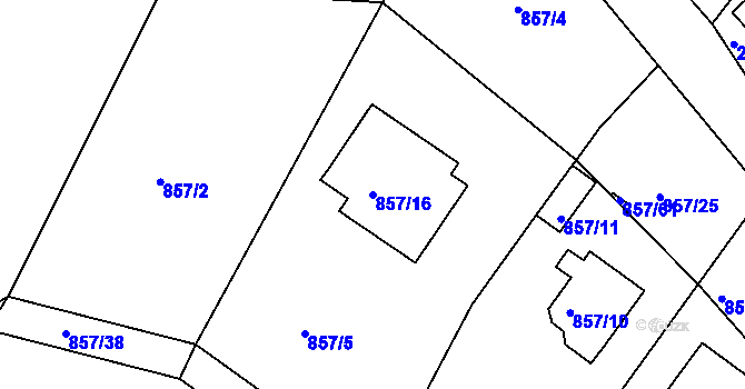 Parcela st. 857/16 v KÚ Holubov, Katastrální mapa