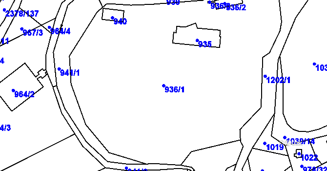 Parcela st. 936/1 v KÚ Holubov, Katastrální mapa