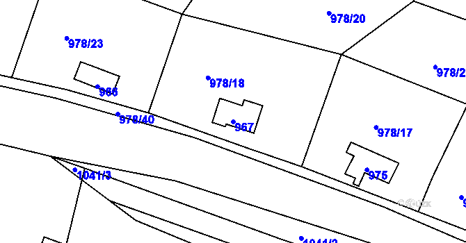 Parcela st. 967 v KÚ Holubov, Katastrální mapa