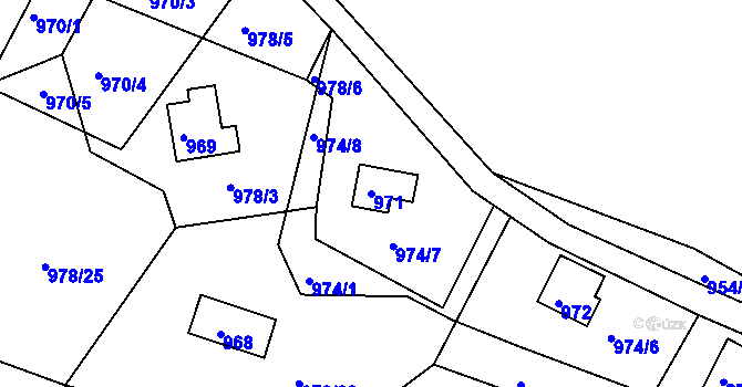 Parcela st. 971 v KÚ Holubov, Katastrální mapa