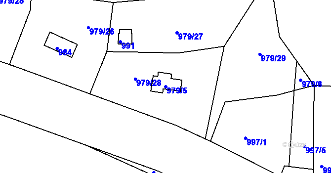 Parcela st. 979/5 v KÚ Holubov, Katastrální mapa