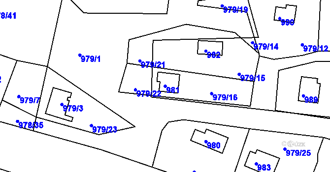 Parcela st. 981 v KÚ Holubov, Katastrální mapa